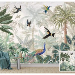 Tropical design custom printed wallpaper by Sanjar Furnishings in Bangalore
