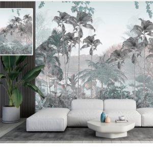Tropical design custom printed wallpaper by Sanjar Furnishings in Bangalore