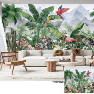 Tropical design custom printed wallpaper by Sanjar Furnishings in Bangalore"