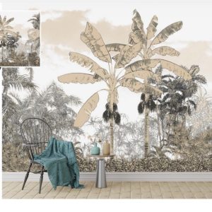 Tropical design custom printed wallpaper by Sanjar Furnishings in Bangalore"