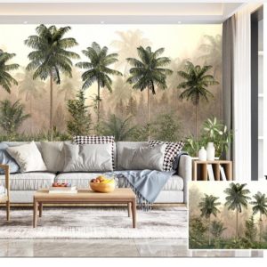 Tropical design custom printed wallpaper by Sanjar Furnishings in Bangalore"