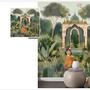 Tropical design custom printed wallpaper by Sanjar Furnishings in Bangalore
