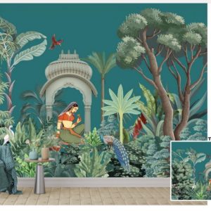 Tropical design custom printed wallpaper by Sanjar Furnishings in Bangalore