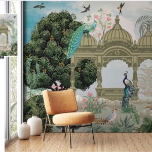 Tropical design custom printed wallpaper by Sanjar Furnishings in Bangalore