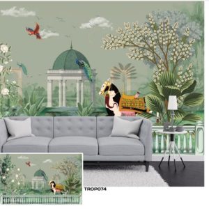 Tropical design custom printed wallpaper by Sanjar Furnishings in Bangalore