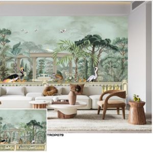 Tropical design custom printed wallpaper by Sanjar Furnishings in Bangalore