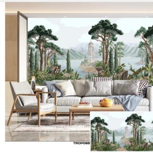 Tropical design custom printed wallpaper by Sanjar Furnishings in Bangalore