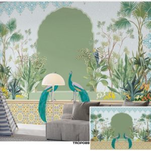 Tropical design custom printed wallpaper by Sanjar Furnishings in Bangalore