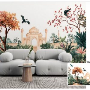 Tropical design custom printed wallpaper by Sanjar Furnishings in Bangalore