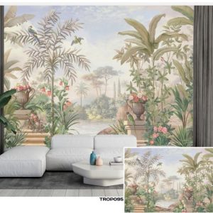Tropical design custom printed wallpaper by Sanjar Furnishings in Bangalore