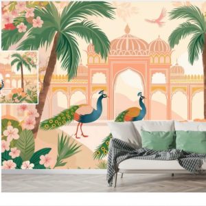 Tropical design custom printed wallpaper by Sanjar Furnishings in Bangalore
