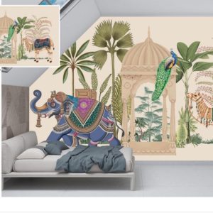 Tropical design custom printed wallpaper by Sanjar Furnishings in Bangalore