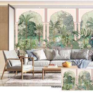 Tropical design custom printed wallpaper by Sanjar Furnishings in Bangalore