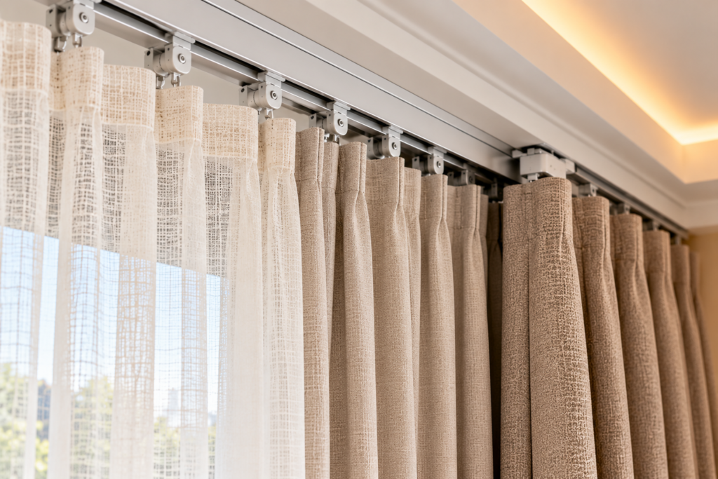Curtain tracks designed for lightweight sheers, layered curtains and heavy drapes